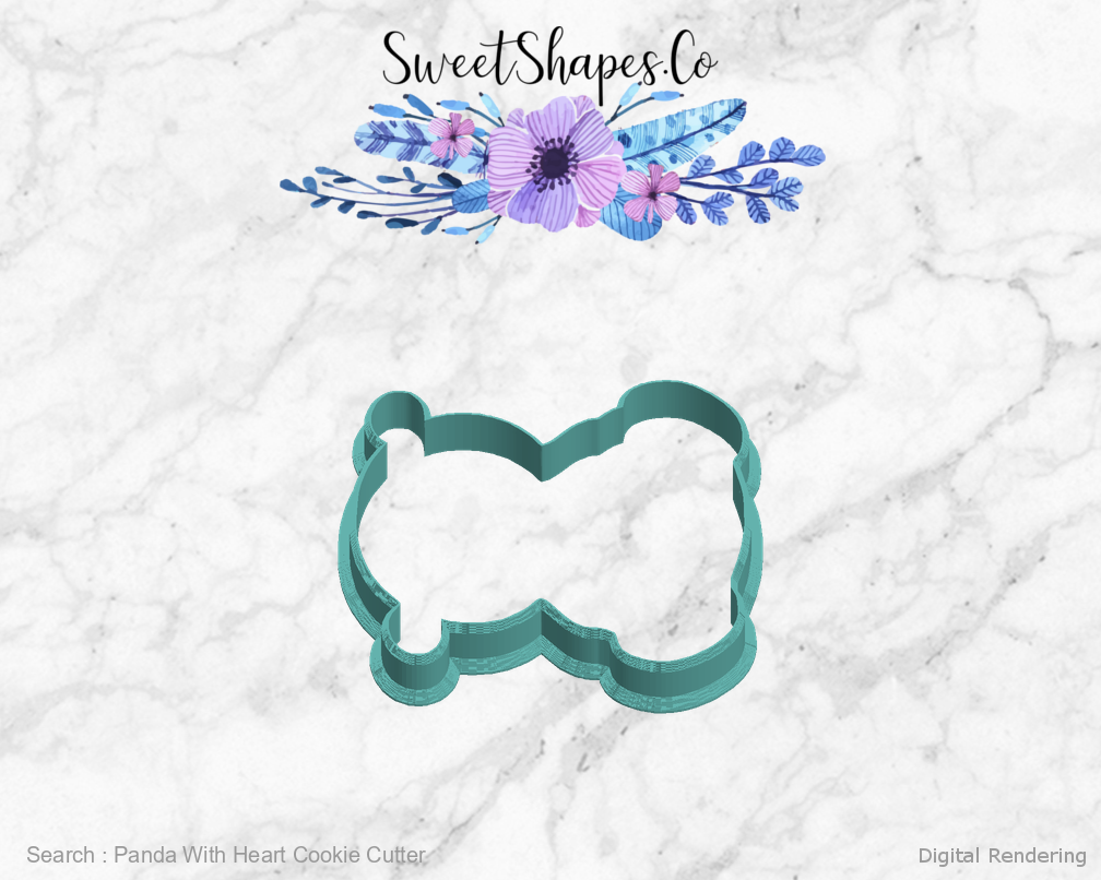 Panda With Heart Cookie Cutter — left view