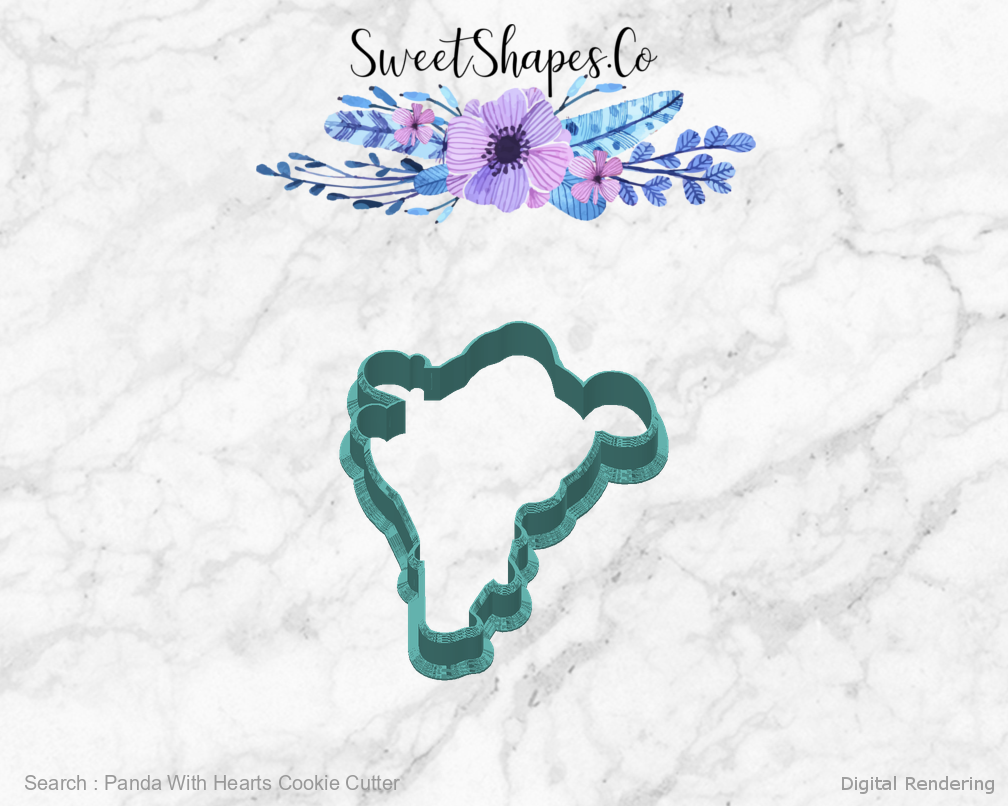 Panda With Hearts Cookie Cutter — back view