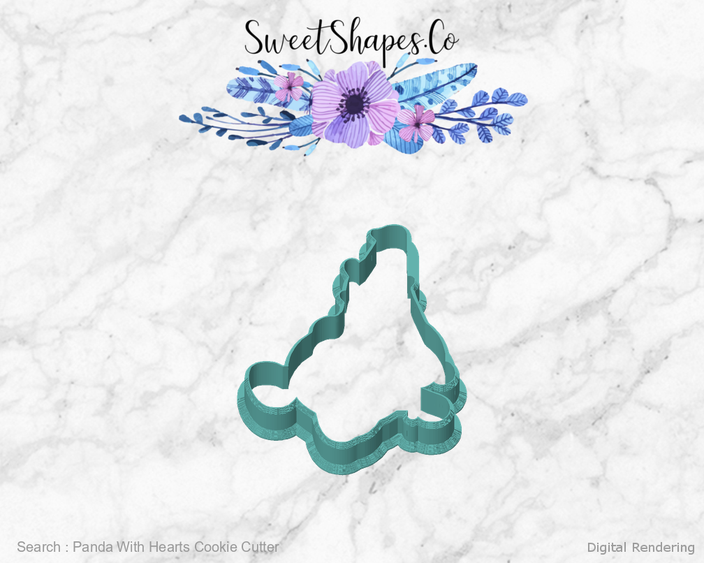 Panda With Hearts Cookie Cutter — front view