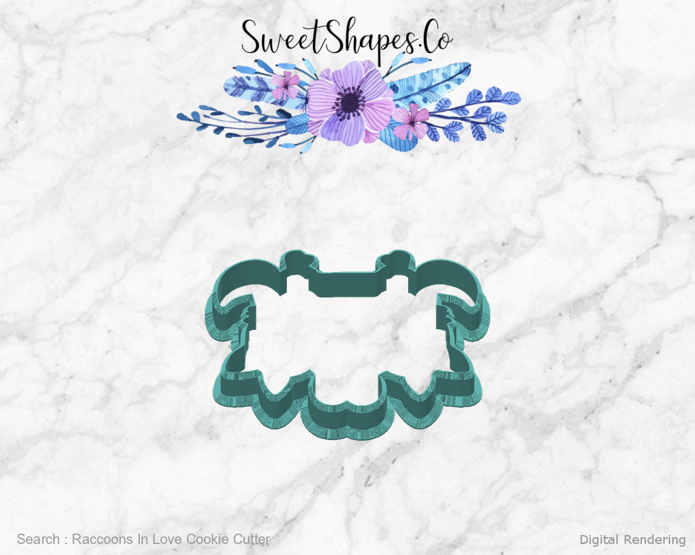 Raccoons In Love Cookie Cutter — back view