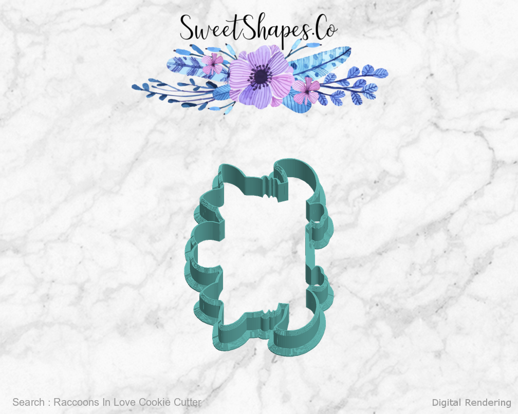 Raccoons In Love Cookie Cutter — left view
