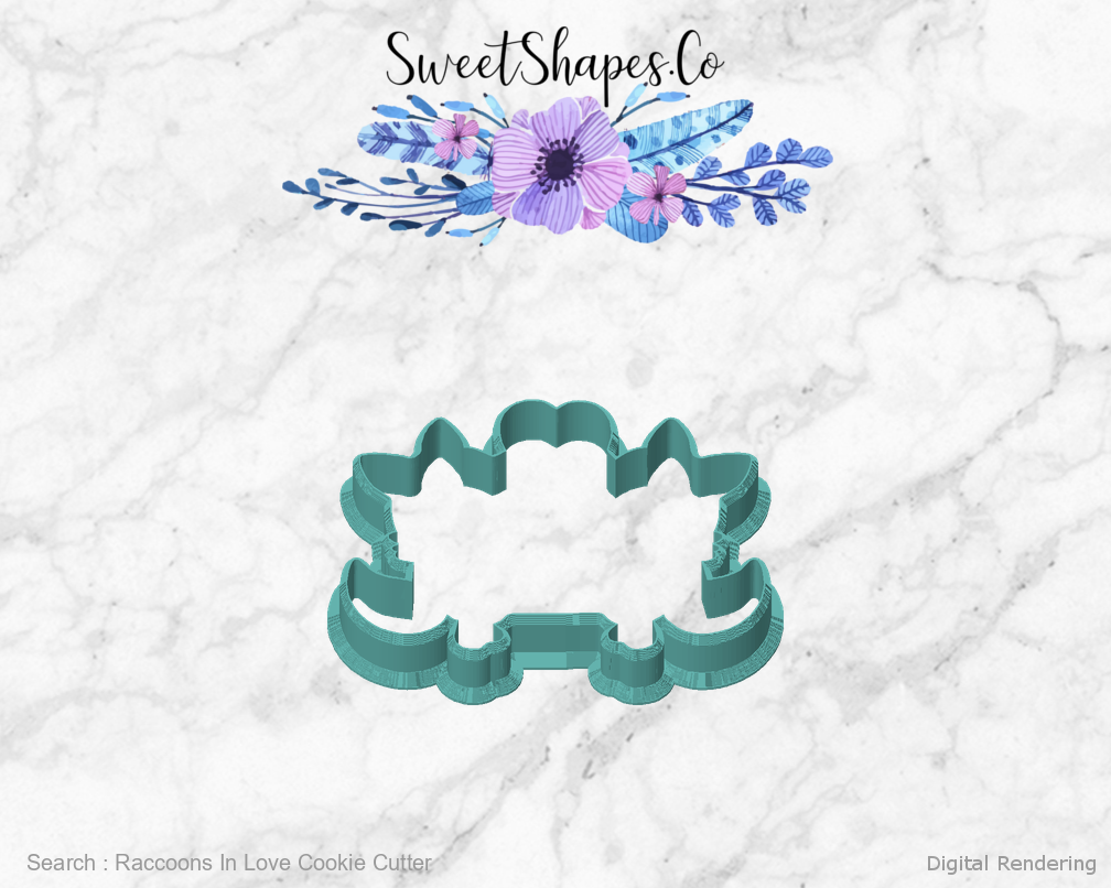 Raccoons In Love Cookie Cutter — front view