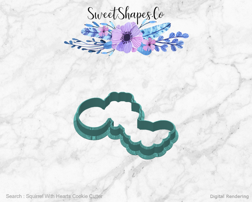 Squirrel With Hearts Cookie Cutter — back view