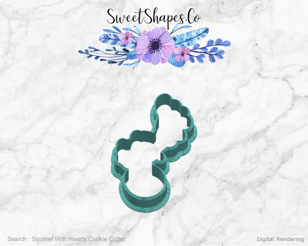 Squirrel With Hearts Cookie Cutter — right view