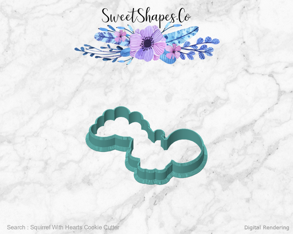 Squirrel With Hearts Cookie Cutter — front view