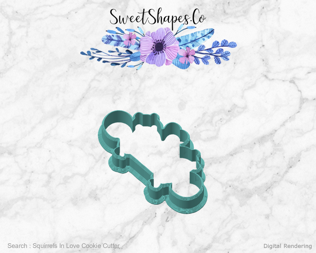 Squirrels In Love Cookie Cutter — angled front view