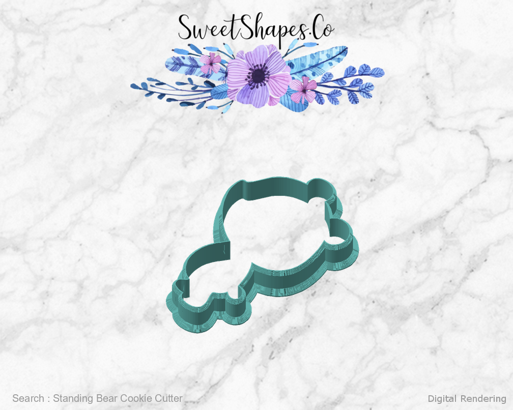 Standing Bear Cookie Cutter — angled front view