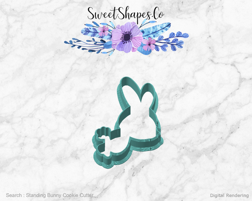 Standing Bunny Cookie Cutter — angled front view