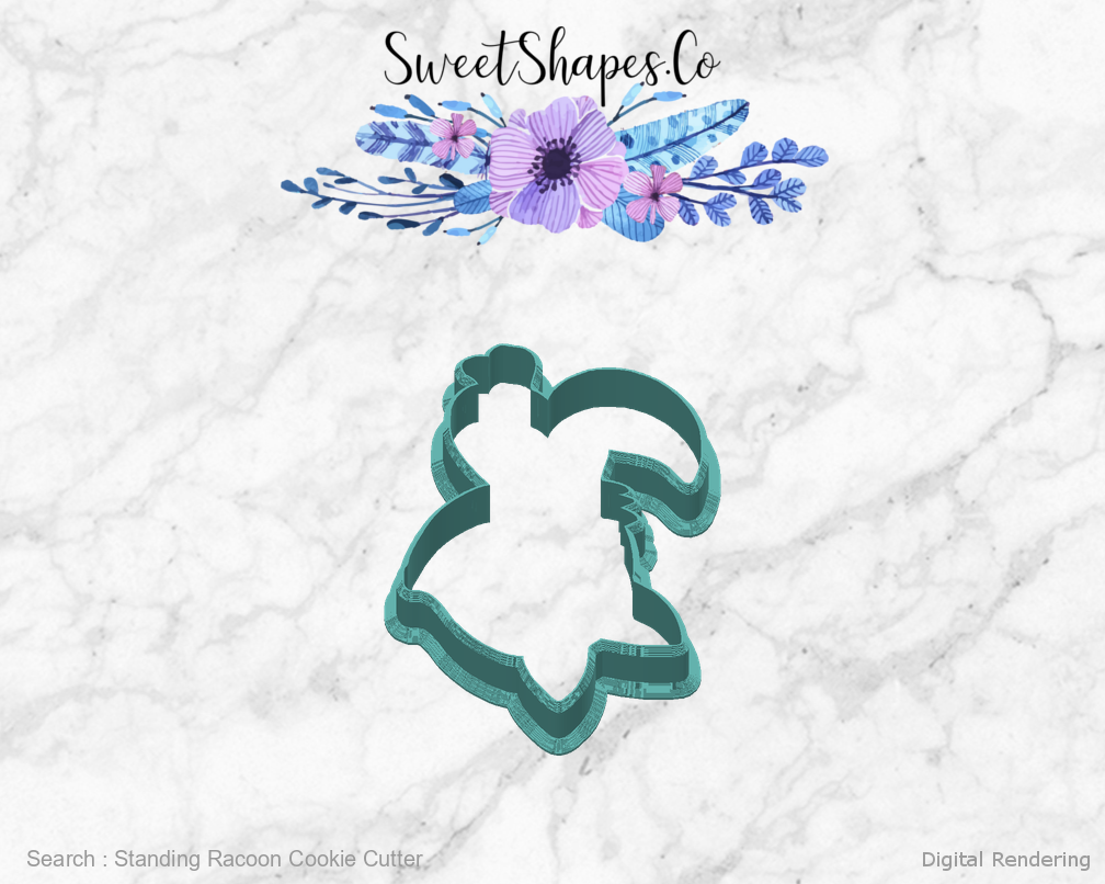 Standing Racoon Cookie Cutter — back view