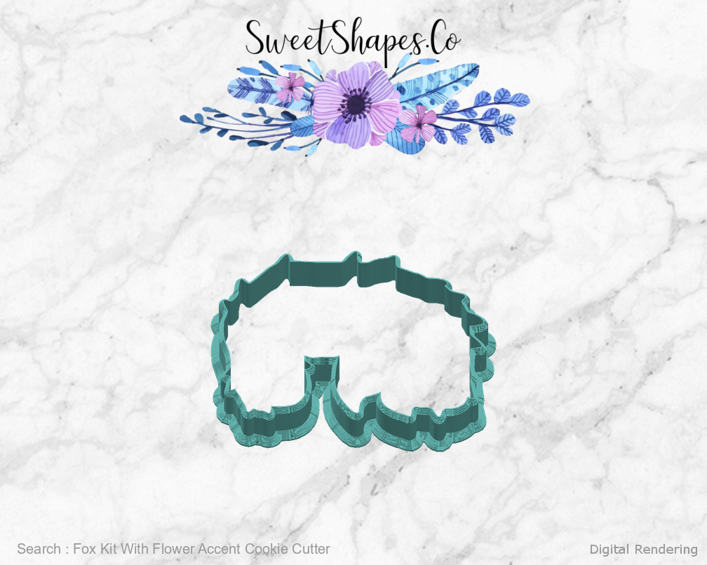 Fox Kit With Flower Accent Cookie Cutter — right view