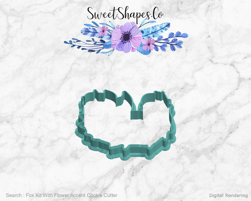 Fox Kit With Flower Accent Cookie Cutter — left view