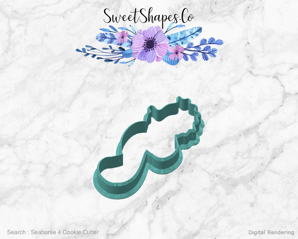 Seahorse 4 Cookie Cutter — angled front view