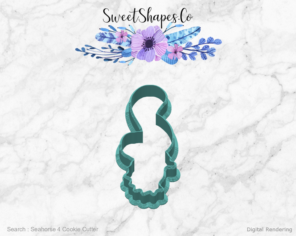 Seahorse 4 Cookie Cutter — back view