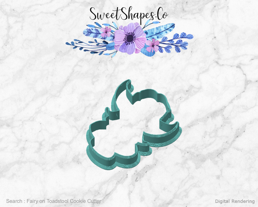 Fairy on Toadstool Cookie Cutter — angled front view