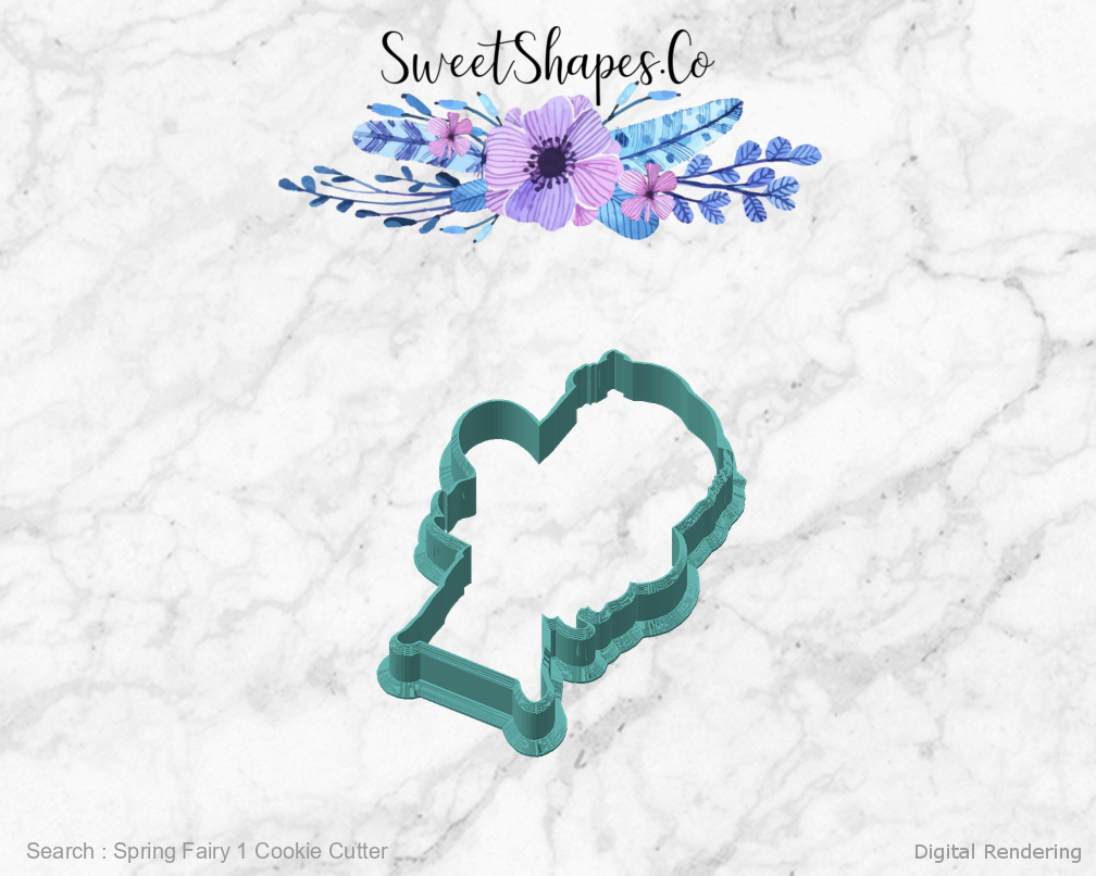 Spring Fairy 1 Cookie Cutter — angled front view