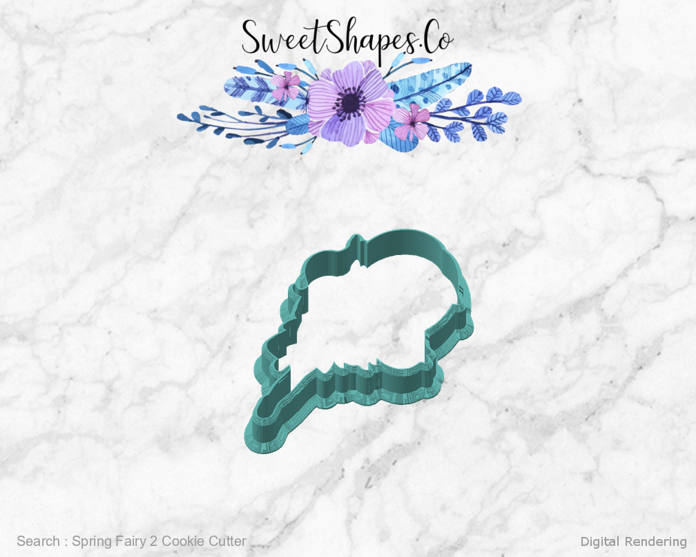 Spring Fairy 2 Cookie Cutter — angled front view