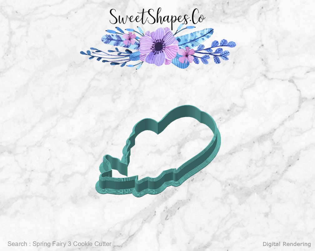 Spring Fairy 3 Cookie Cutter — angled front view