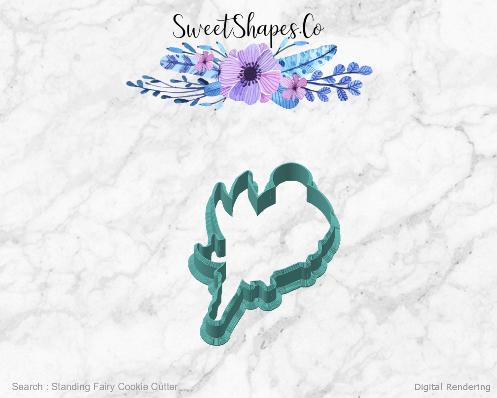 Standing Fairy Cookie Cutter — angled front view