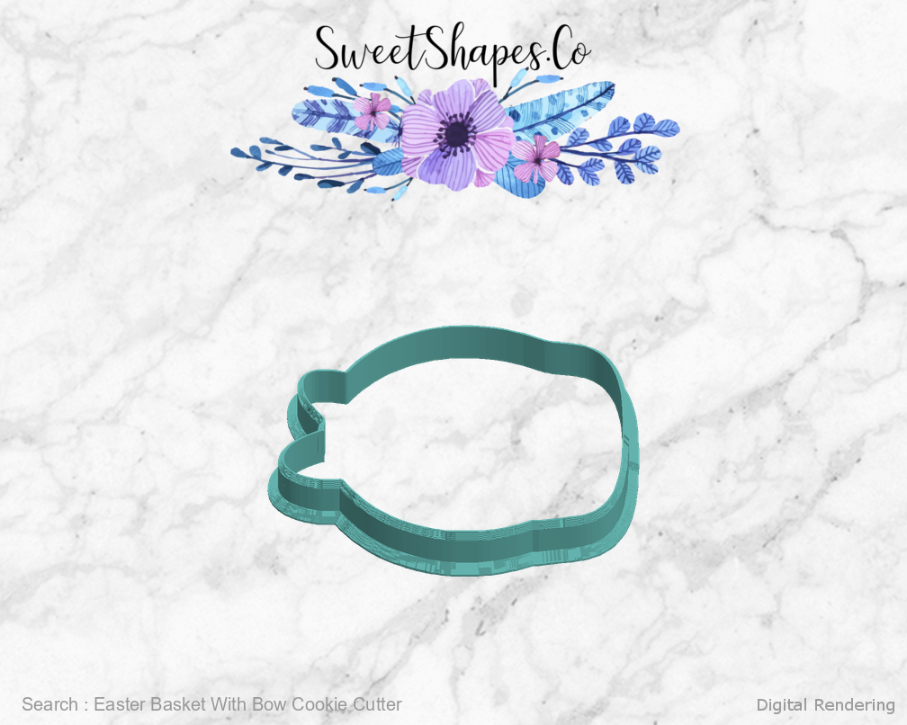 Easter Basket With Bow Cookie Cutter — left view