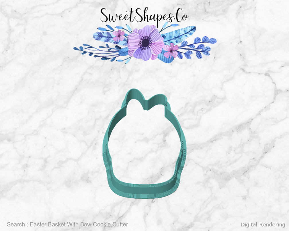 Easter Basket With Bow Cookie Cutter — front view