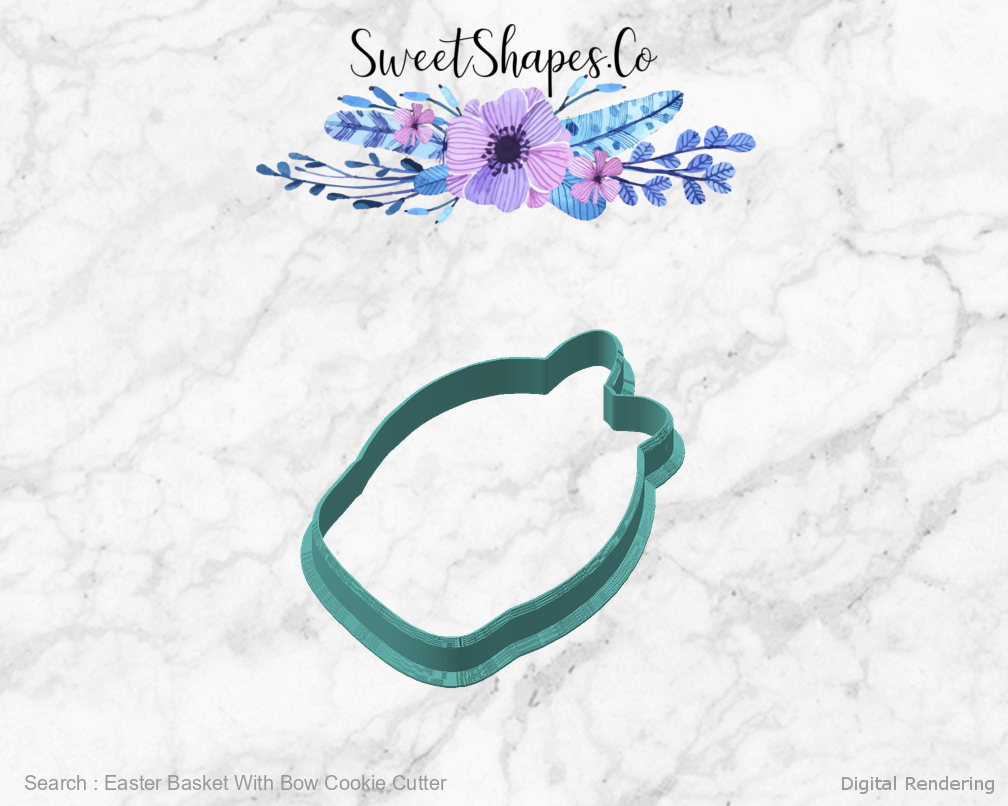 Easter Basket With Bow Cookie Cutter — angled front view