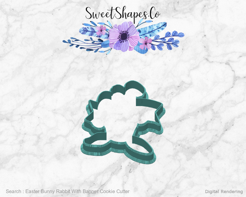 Easter Bunny Rabbit With Banner Cookie Cutter — back view