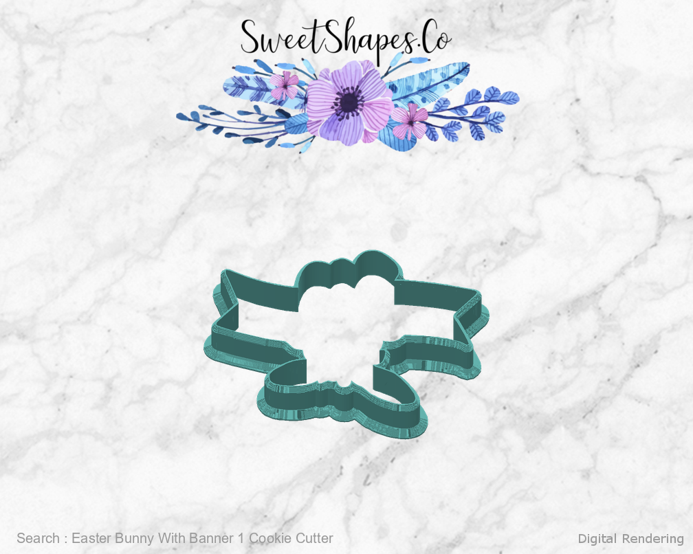 Easter Bunny With Banner 1 Cookie Cutter — back view