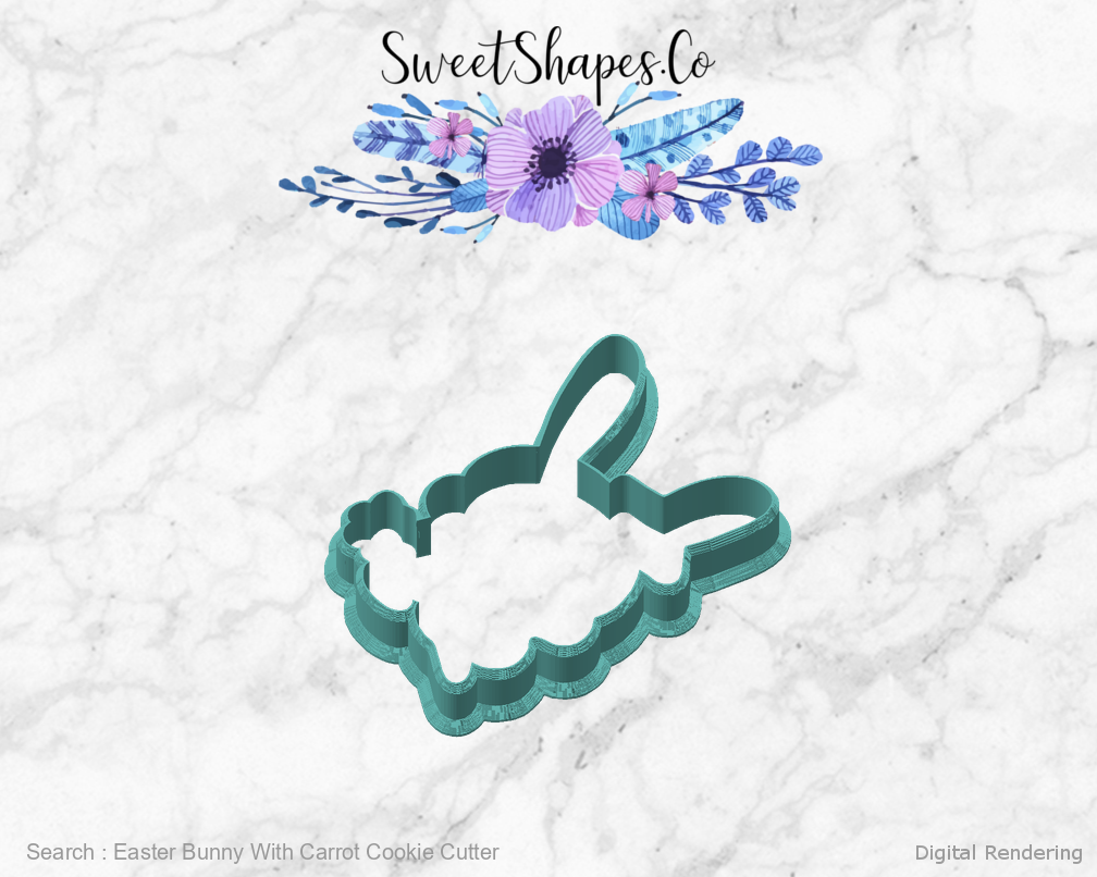Easter Bunny With Carrot Cookie Cutter — angled front view