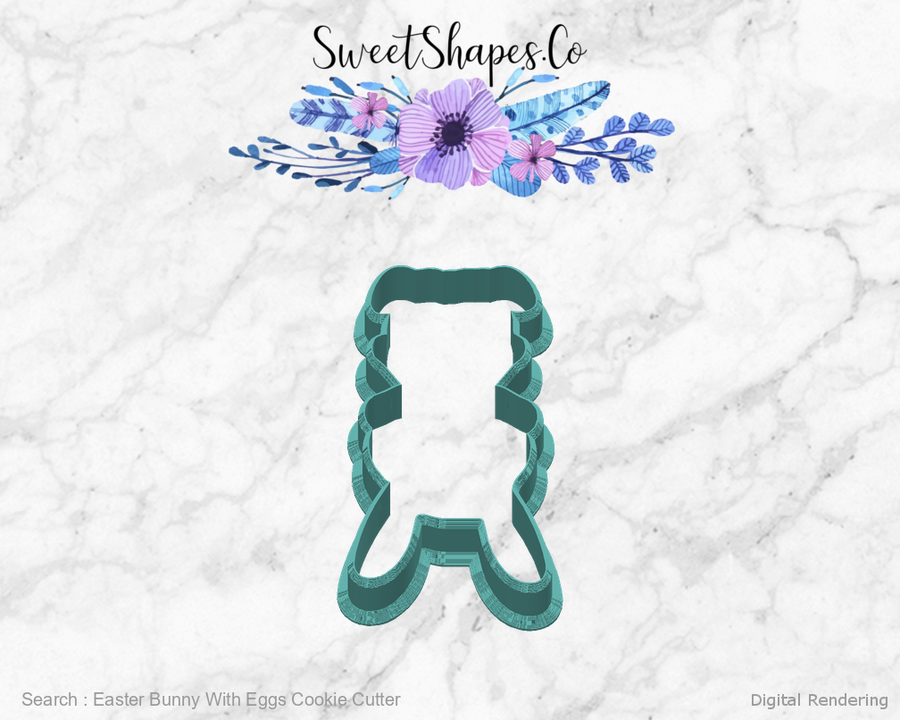 Easter Bunny With Eggs Cookie Cutter — back view