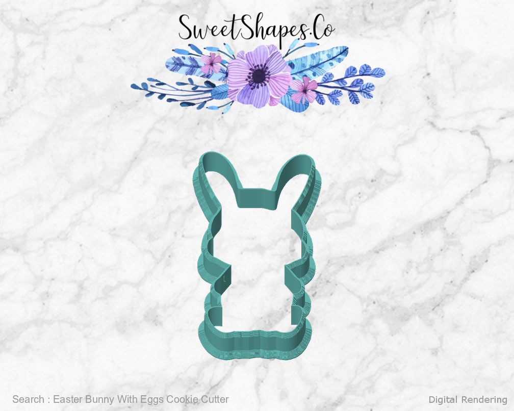 Easter Bunny With Eggs Cookie Cutter — front view