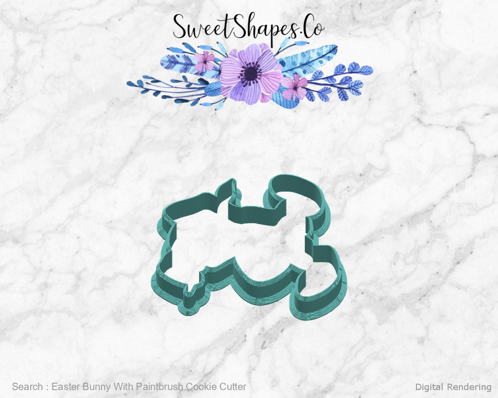 Easter Bunny With Paintbrush Cookie Cutter — right view