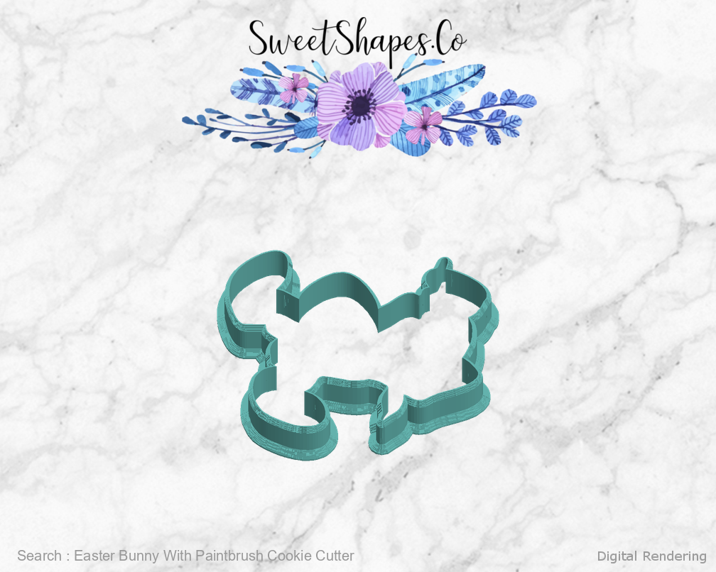 Easter Bunny With Paintbrush Cookie Cutter — left view