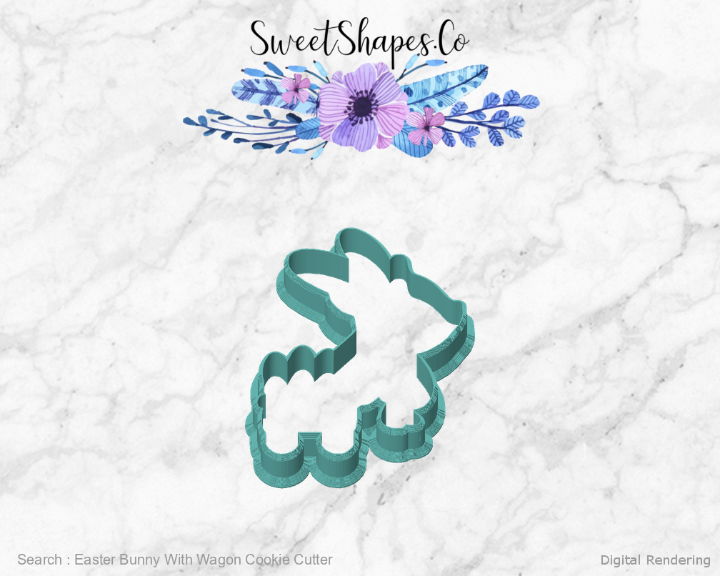 Easter Bunny With Wagon Cookie Cutter — front view