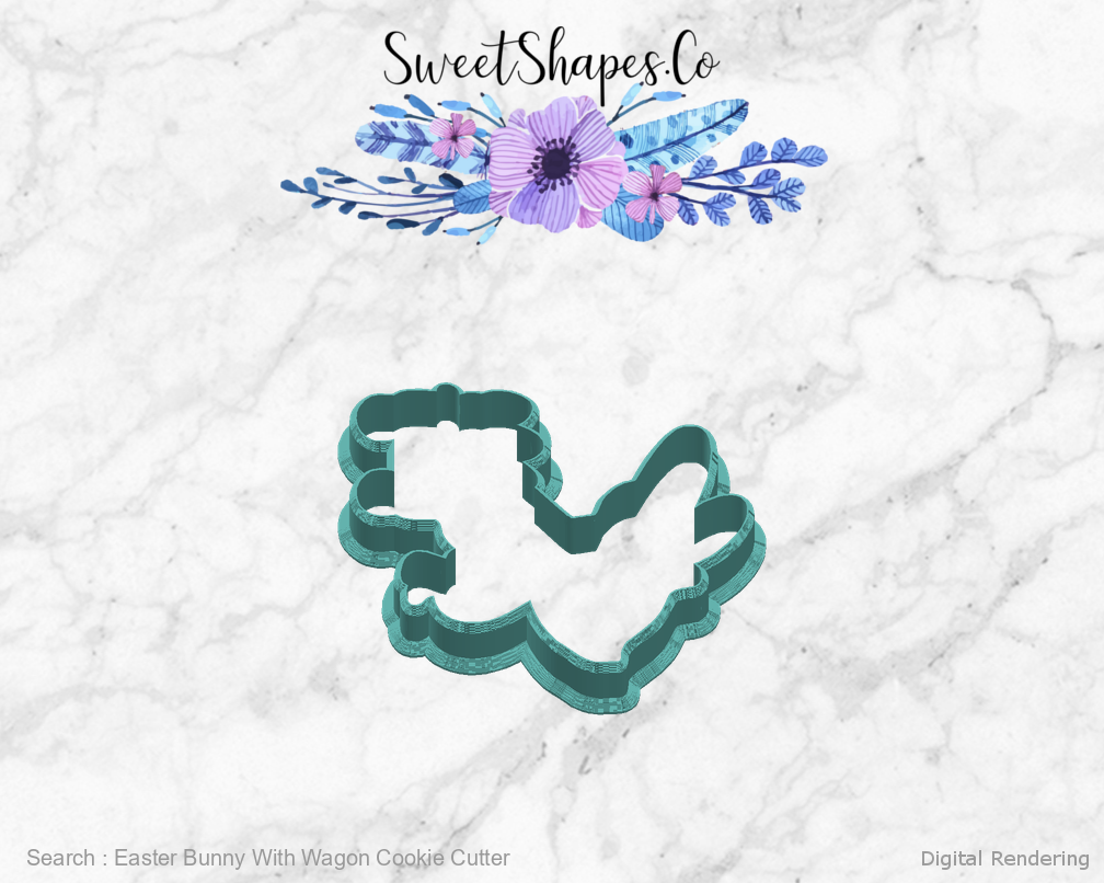 Easter Bunny With Wagon Cookie Cutter — right view