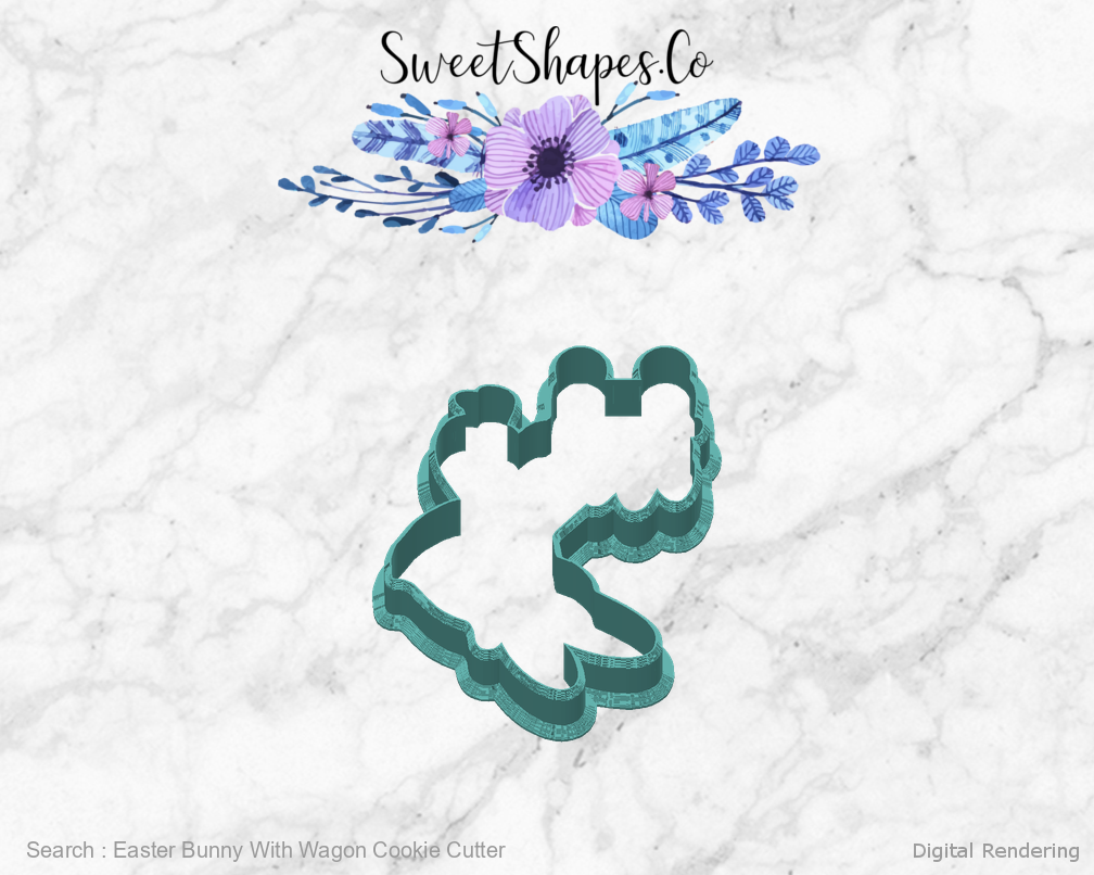 Easter Bunny With Wagon Cookie Cutter — back view