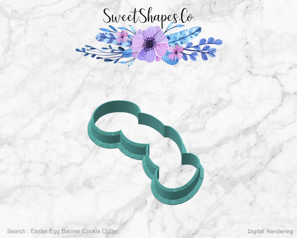 Easter Egg Banner Cookie Cutter — angled front view