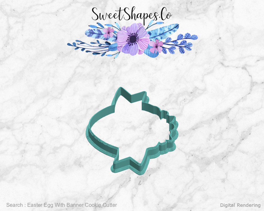 Easter Egg With Banner Cookie Cutter — left view