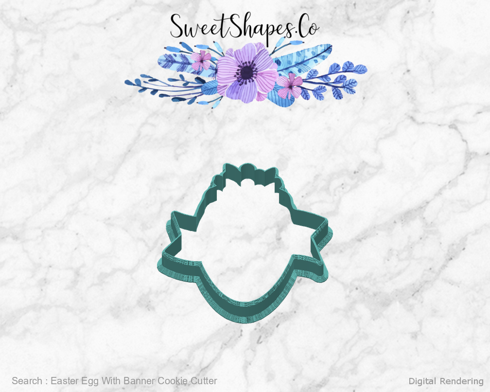 Easter Egg With Banner Cookie Cutter — back view