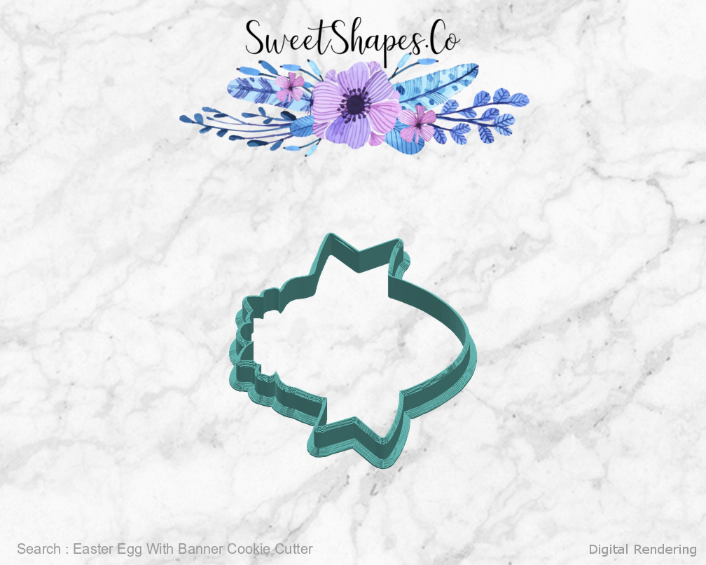 Easter Egg With Banner Cookie Cutter — right view