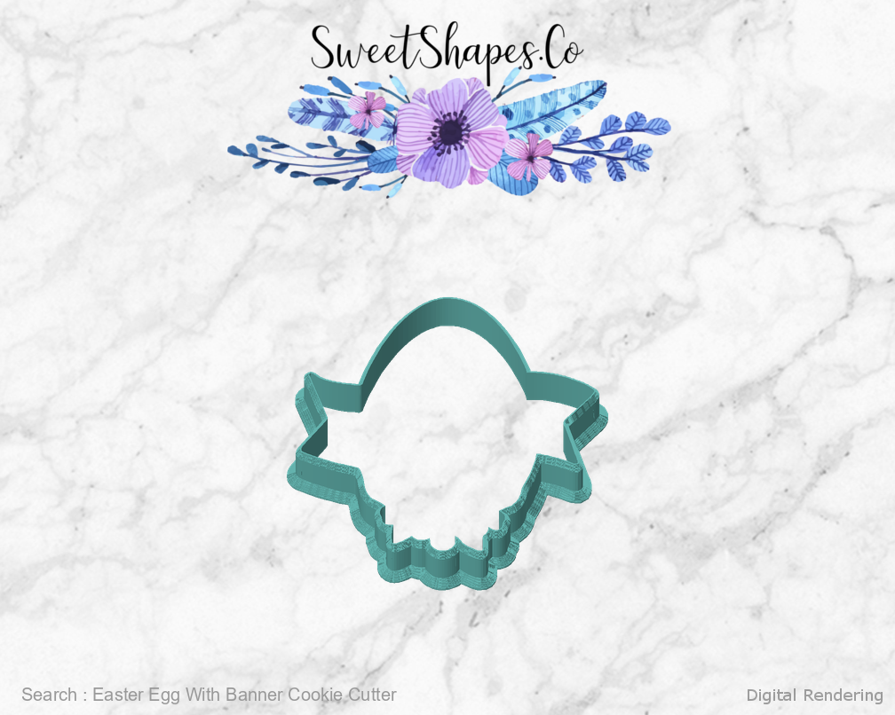 Easter Egg With Banner Cookie Cutter — front view