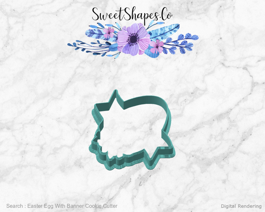 Easter Egg With Banner Cookie Cutter — angled front view