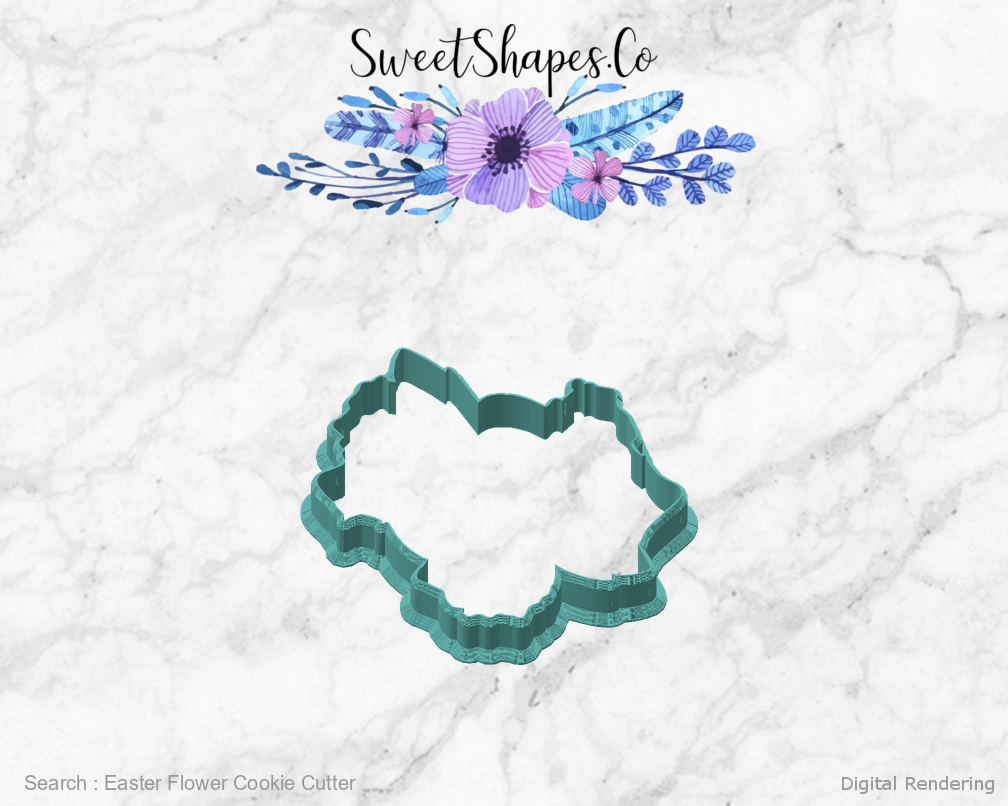Easter Flower Cookie Cutter — angled front view