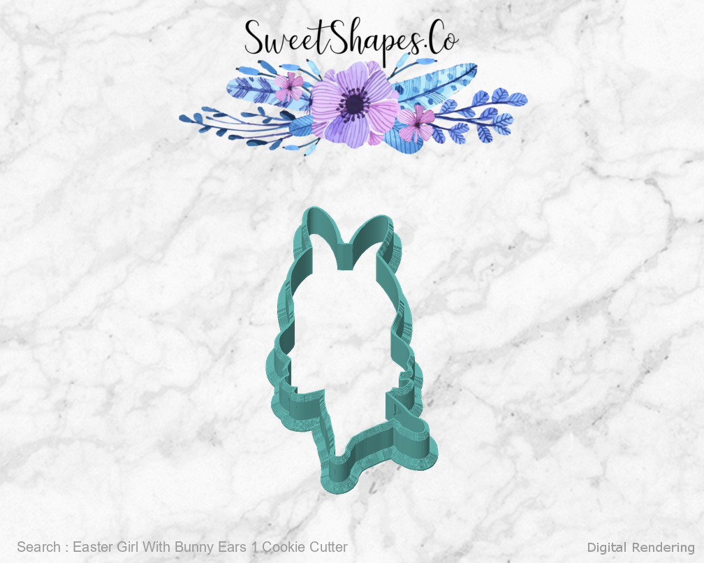 Easter Girl With Bunny Ears 1 Cookie Cutter — front view