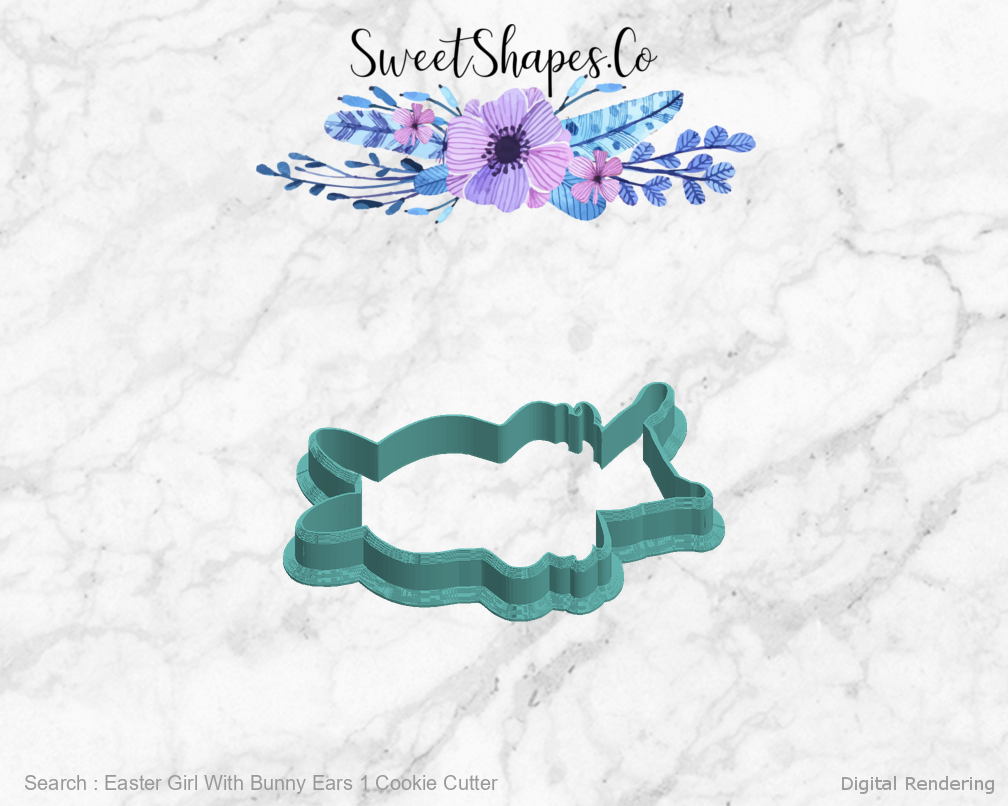 Easter Girl With Bunny Ears 1 Cookie Cutter — left view