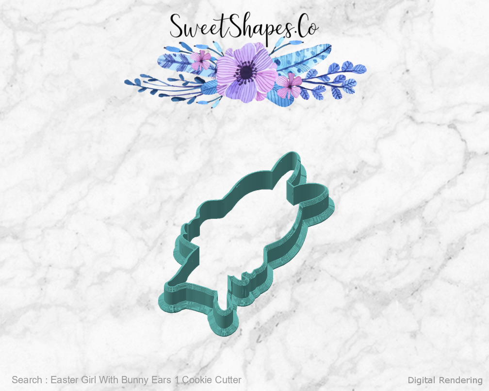 Easter Girl With Bunny Ears 1 Cookie Cutter — angled front view