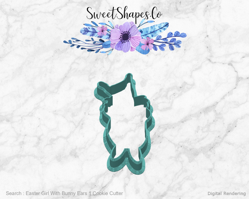 Easter Girl With Bunny Ears 1 Cookie Cutter — back view