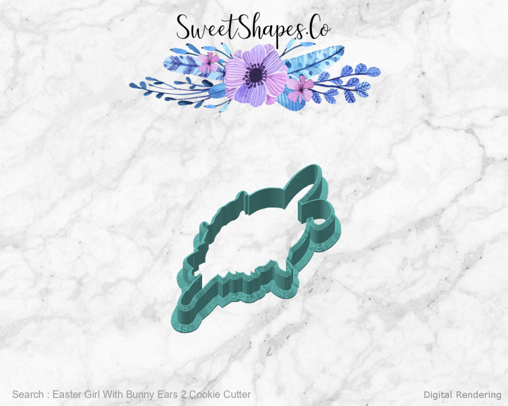 Easter Girl With Bunny Ears 2 Cookie Cutter — angled front view