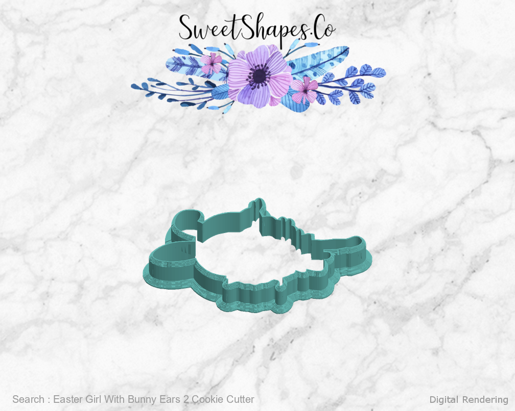 Easter Girl With Bunny Ears 2 Cookie Cutter — left view