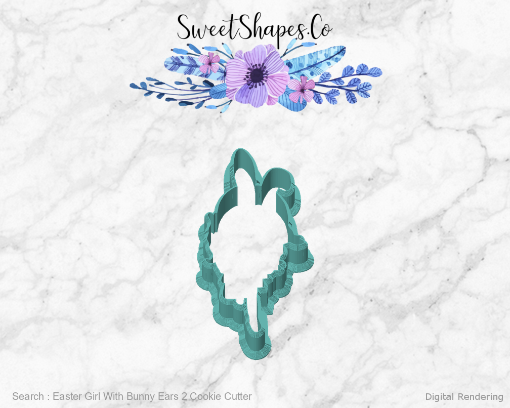 Easter Girl With Bunny Ears 2 Cookie Cutter — front view