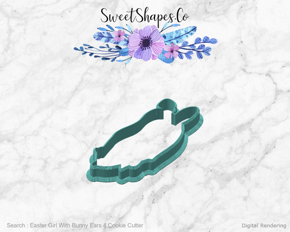 Easter Girl With Bunny Ears 4 Cookie Cutter — angled front view
